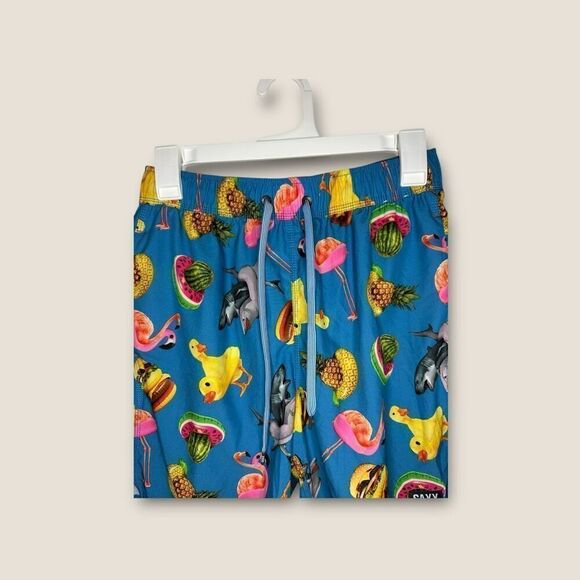 Saxx Oh Buoy 2in1 Volley 7" Swim Shorts Mega Meta Floaties Blue Size Small - Picture 5 of 12